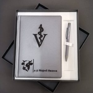 Луксозен комплект бележник A5 и метална химикалка в подаръчна кутия